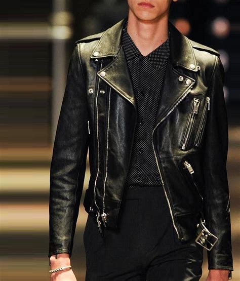 ysl white leather jacket|ysl leather jacket men.